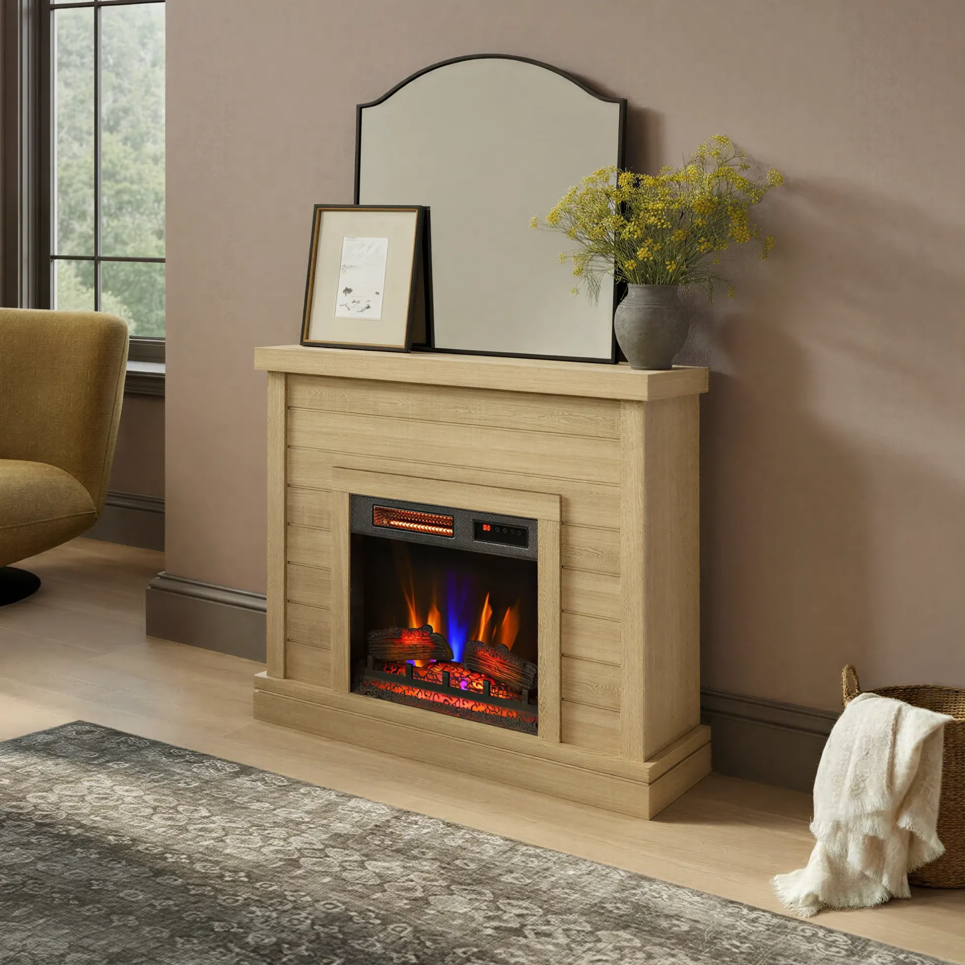 duraflame® Farmhouse Shiplap Electric Fireplace Wall Mantel
