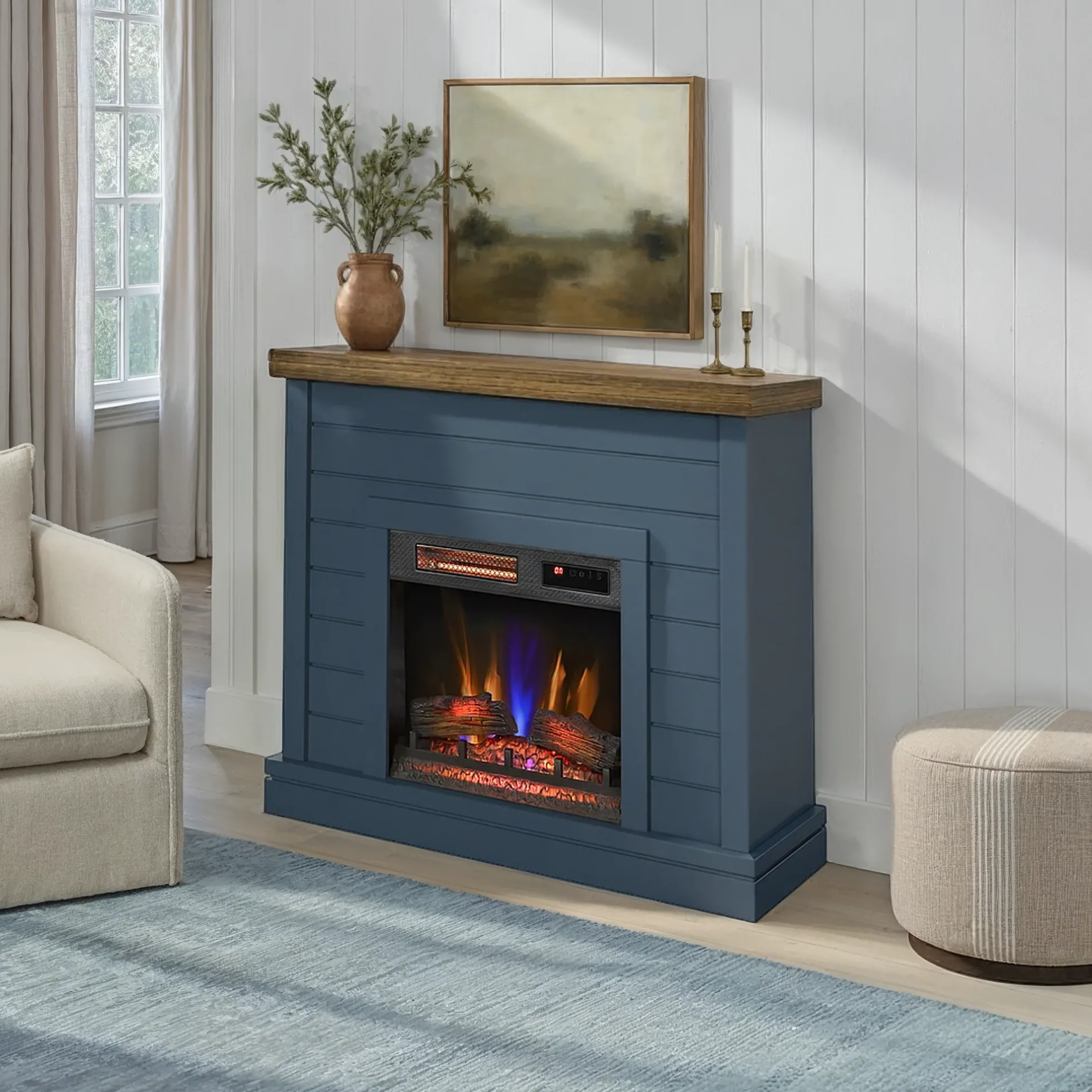 duraflame® Farmhouse Shiplap Electric Fireplace Wall Mantel