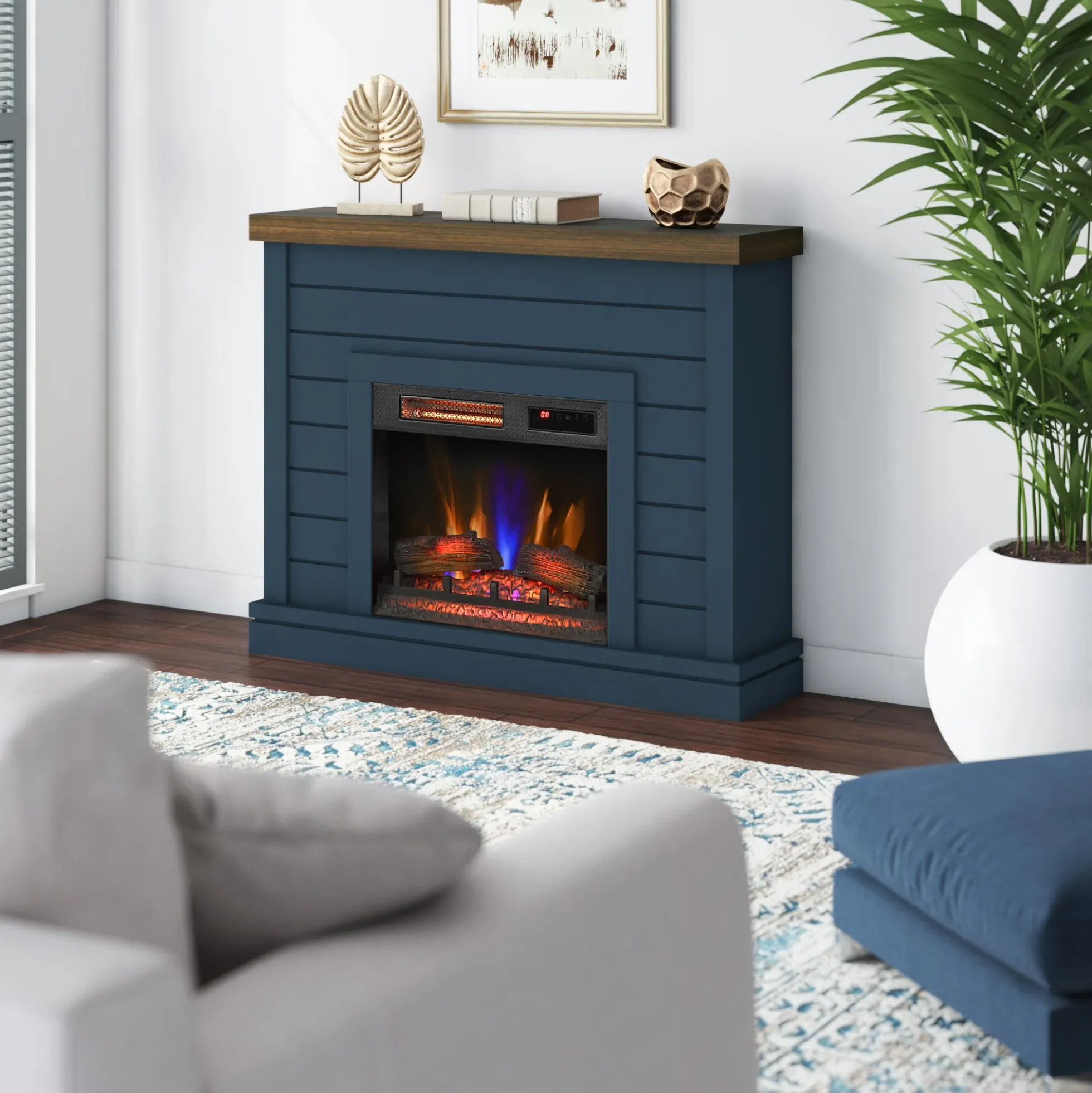 duraflame® Farmhouse Shiplap Electric Fireplace Wall Mantel
