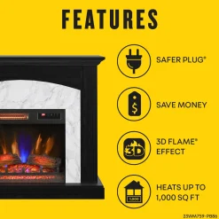 duraflame® Faux Marble Electric Fireplace Wall Mantel
