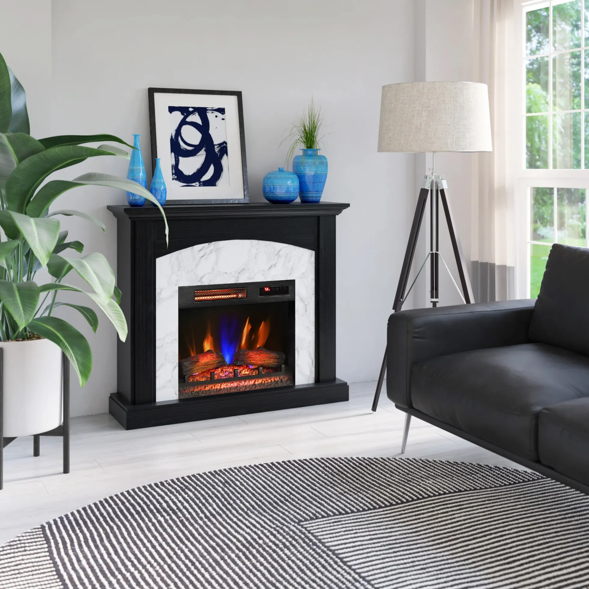 duraflame® Faux Marble Electric Fireplace Wall Mantel