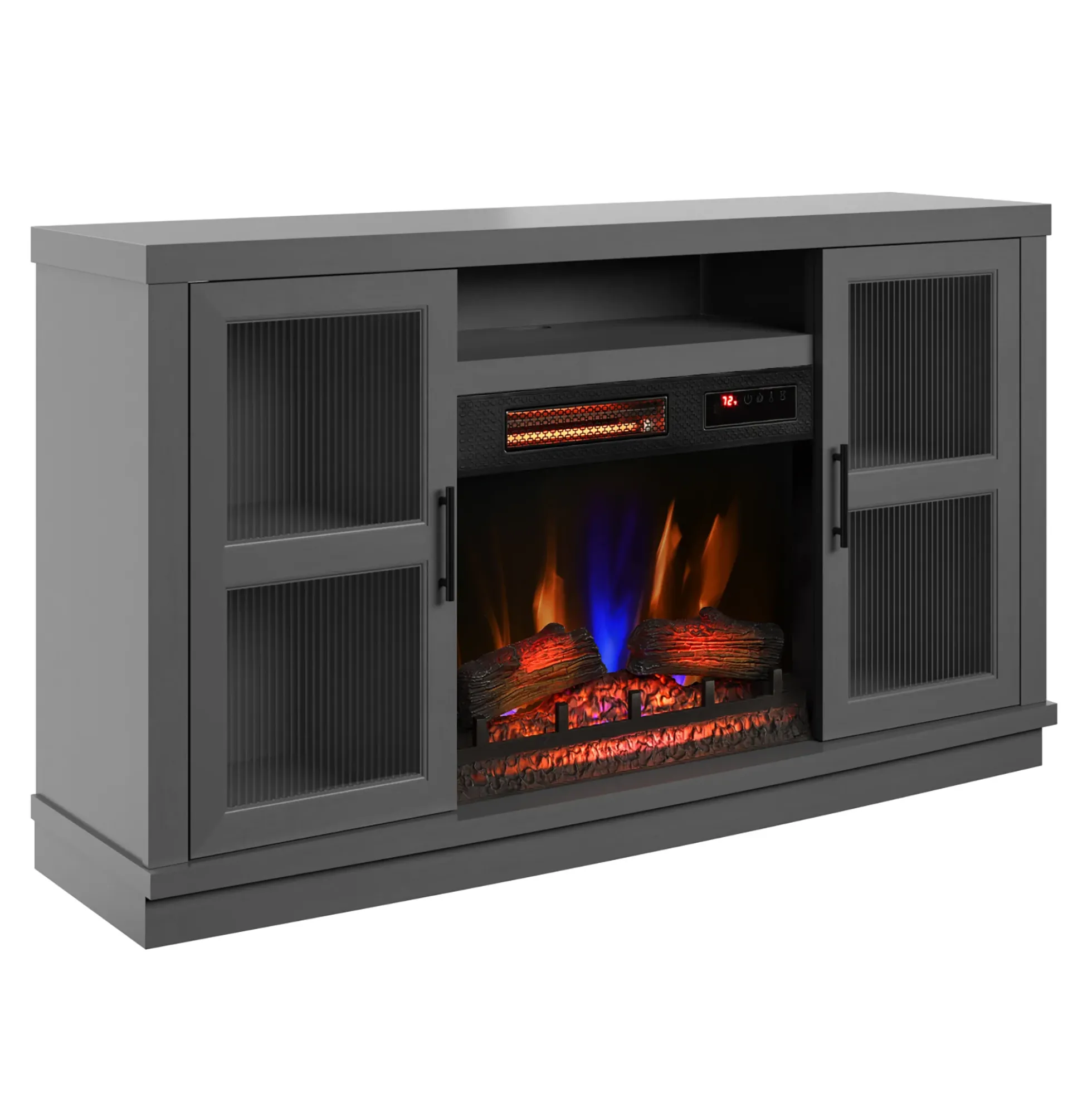 duraflame® Reeded Glass Door Electric Fireplace TV Stand Media Console