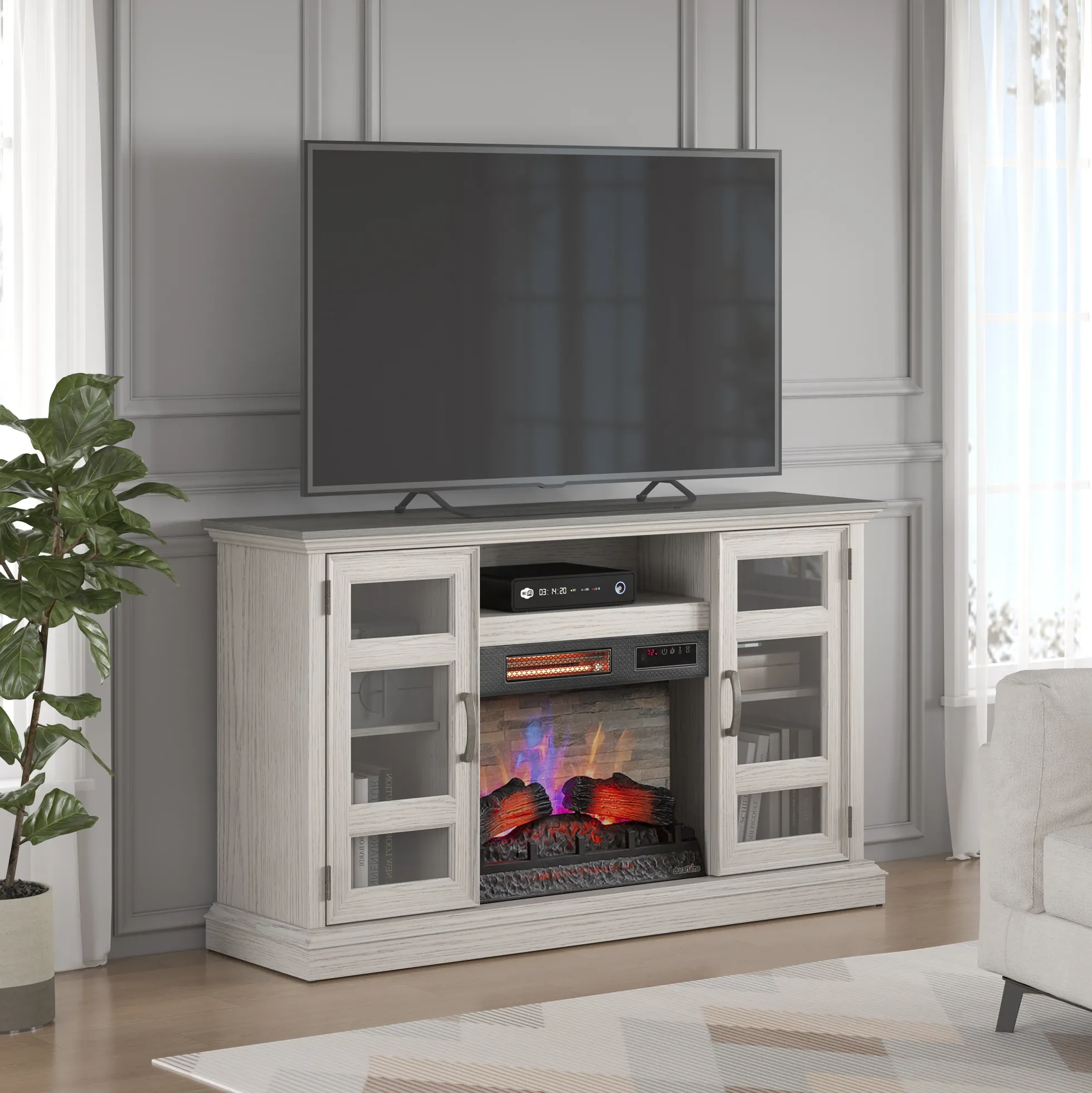duraflame® Two Tone Wood Oak Electric Fireplace TV Stand with 3D Flames