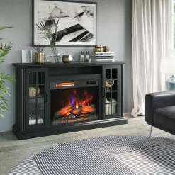 duraflame® Windowpane Glass Door Electric Fireplace TV Stand Media Console