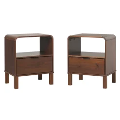Elias Modern Curved-Frame Solid Wood Nightstand