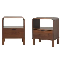 Elias Modern Curved-Frame Solid Wood Nightstand