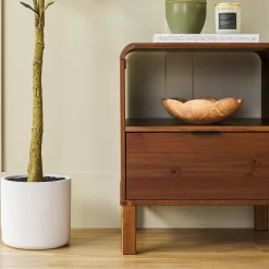 Elias Modern Curved-Frame Solid Wood Nightstand