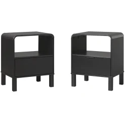 Elias Modern Curved-Frame Solid Wood Nightstand