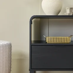 Elias Modern Curved-Frame Solid Wood Nightstand
