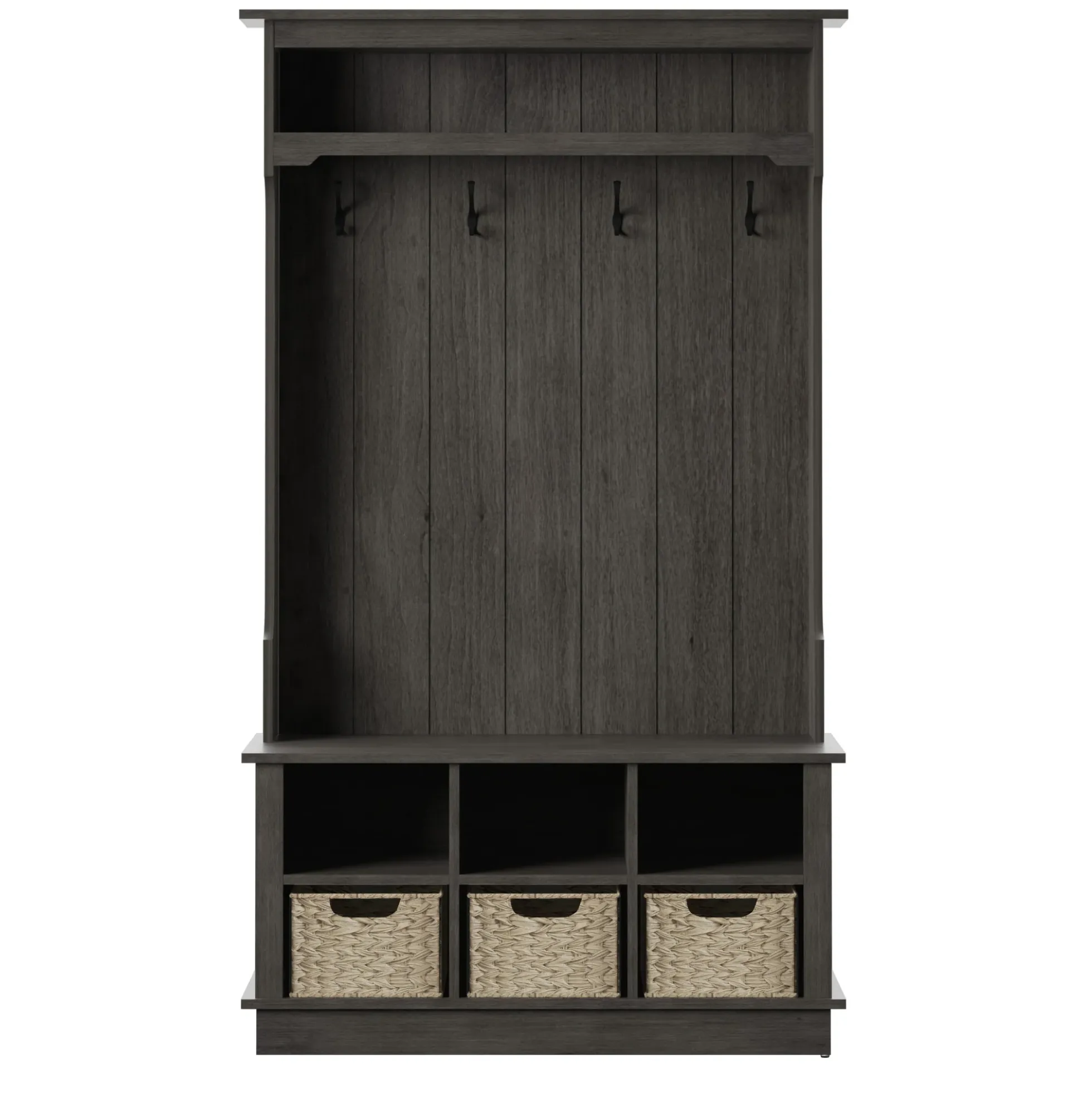Entryway Hall Tree with Baskets and Open Storage