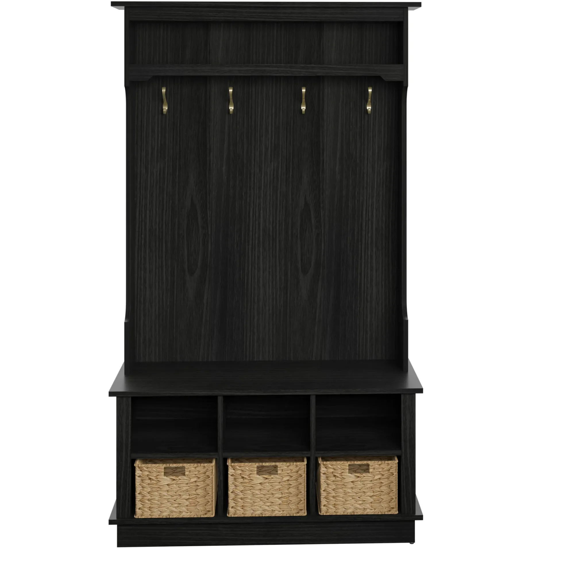 Entryway Hall Tree with Baskets and Open Storage