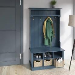 Entryway Hall Tree with Baskets and Open Storage