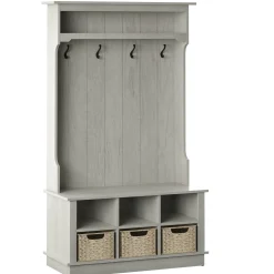 Entryway Hall Tree with Baskets and Open Storage