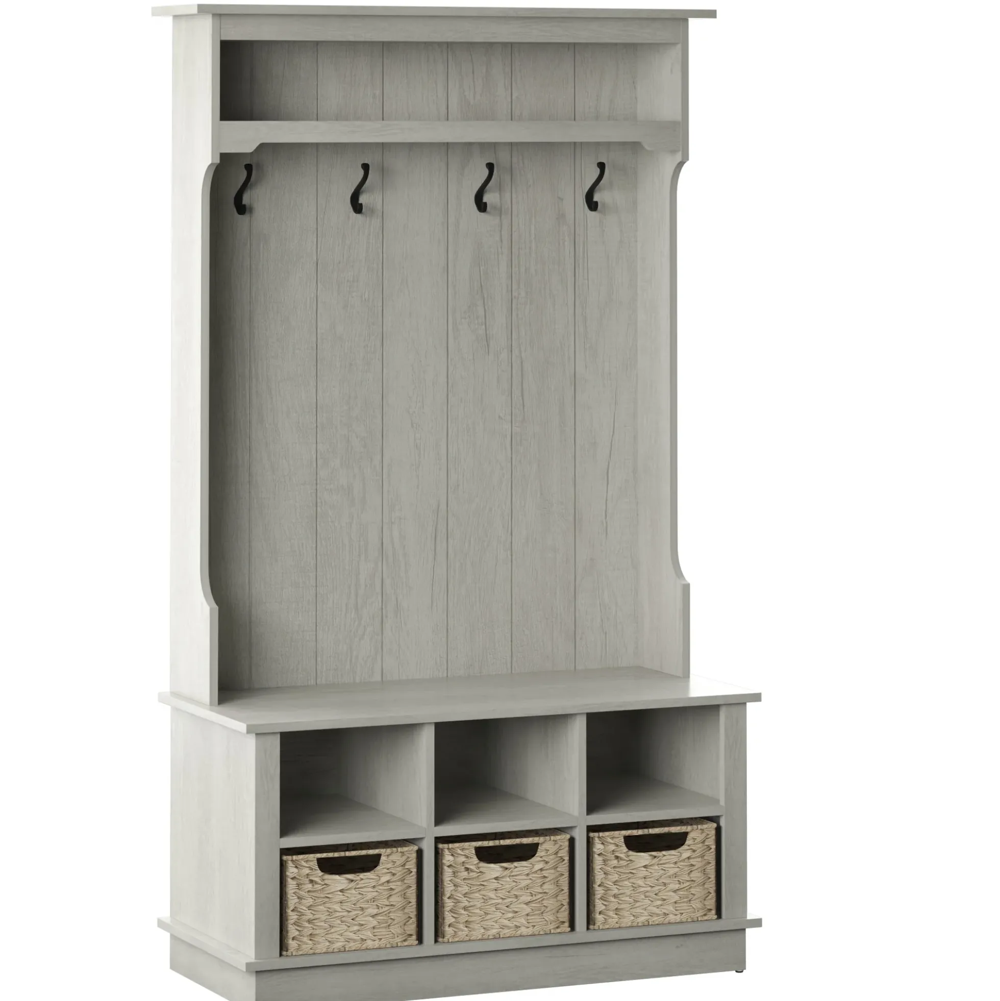 Entryway Hall Tree with Baskets and Open Storage