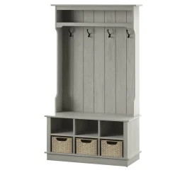 Entryway Hall Tree with Baskets and Open Storage