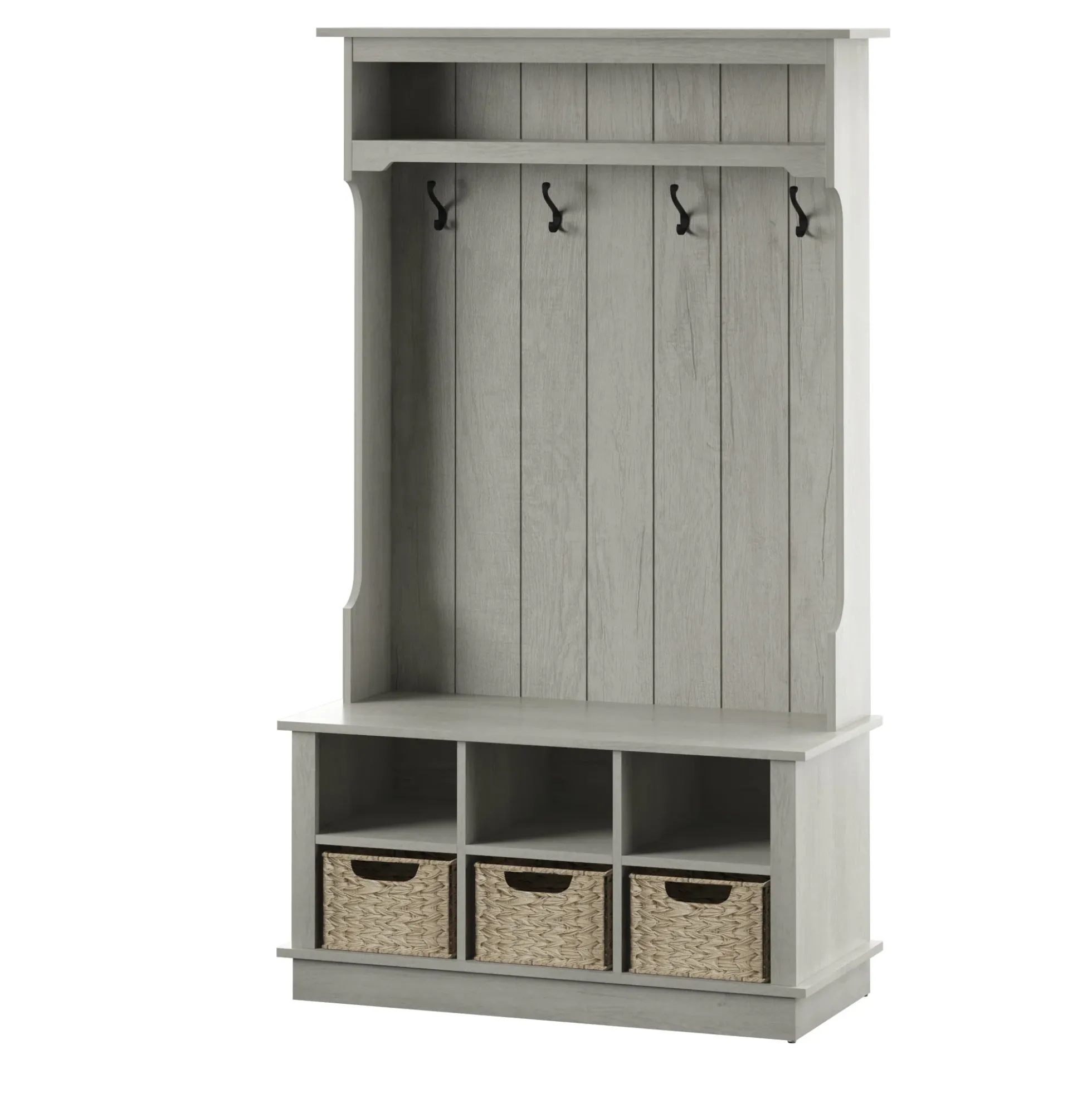Entryway Hall Tree with Baskets and Open Storage