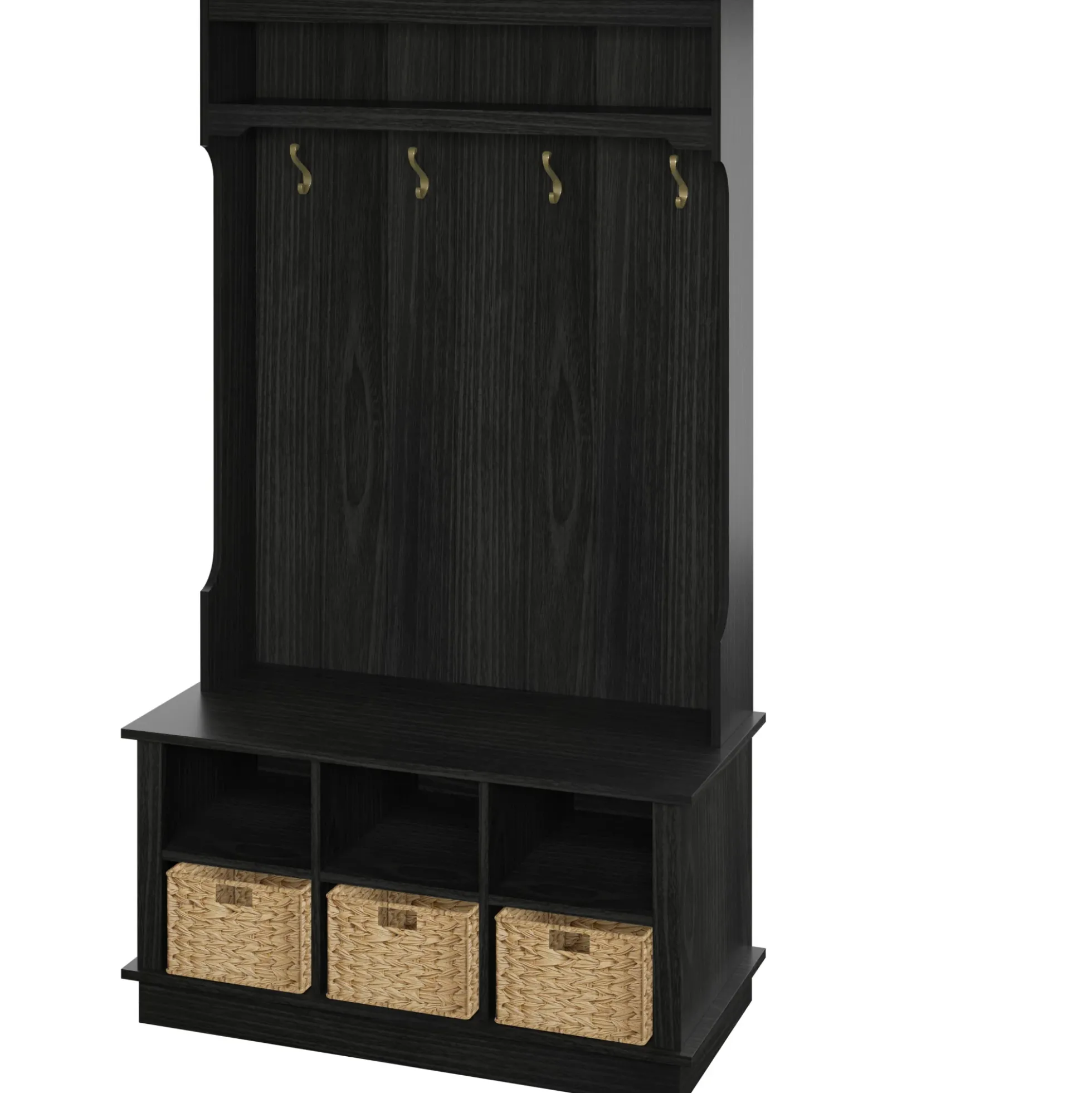 Entryway Hall Tree with Baskets and Open Storage