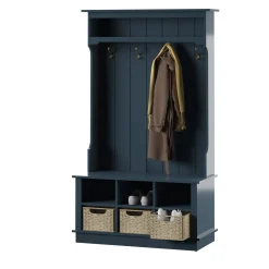 Entryway Hall Tree with Baskets and Open Storage