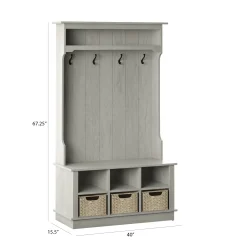 Entryway Hall Tree with Baskets and Open Storage