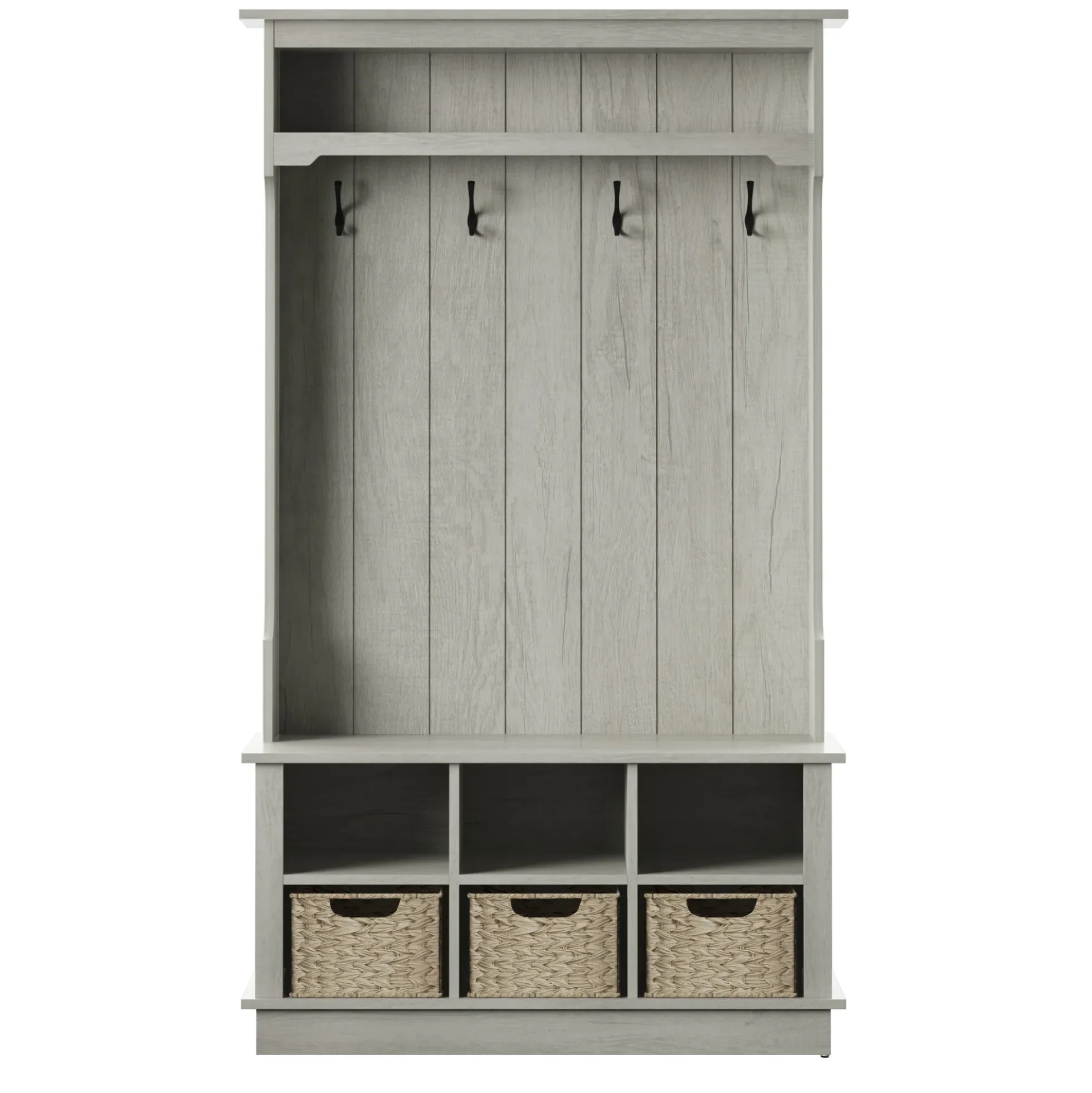 Entryway Hall Tree with Baskets and Open Storage