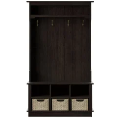 Entryway Hall Tree with Baskets and Open Storage