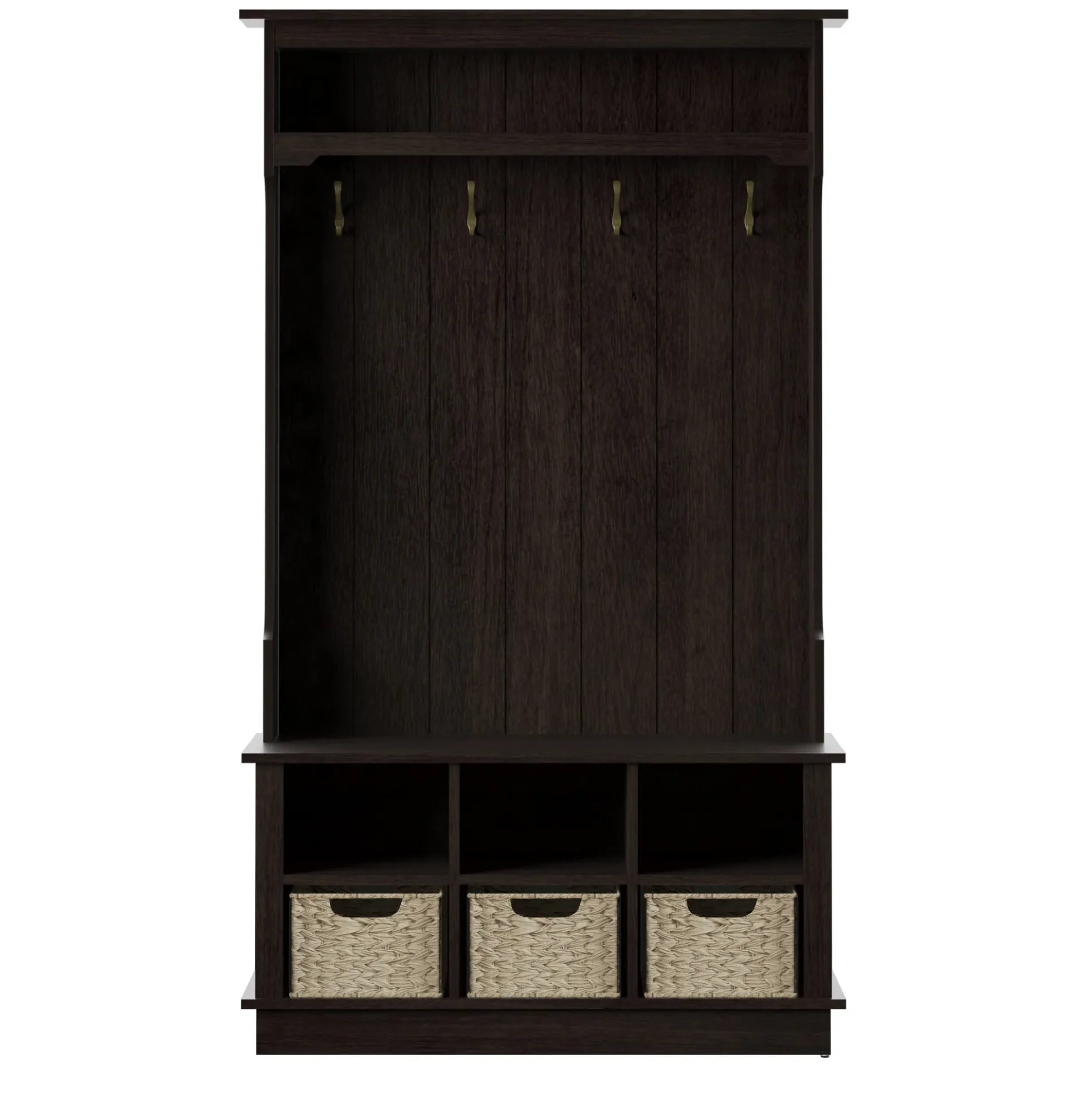 Entryway Hall Tree with Baskets and Open Storage