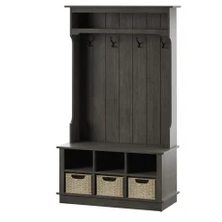 Entryway Hall Tree with Baskets and Open Storage