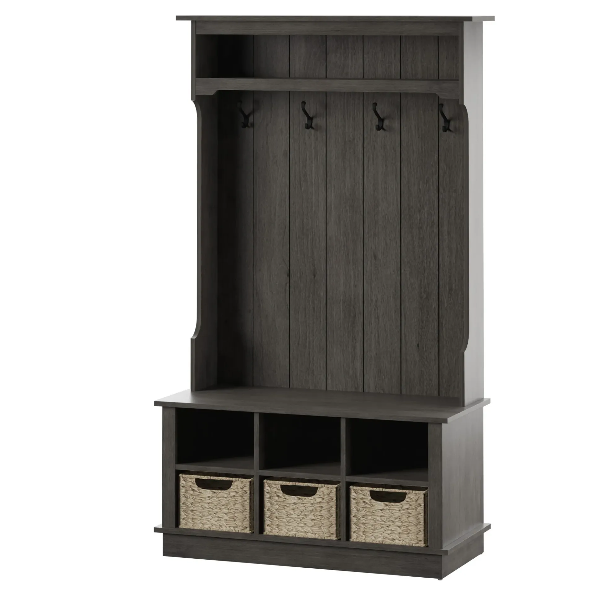 Entryway Hall Tree with Baskets and Open Storage