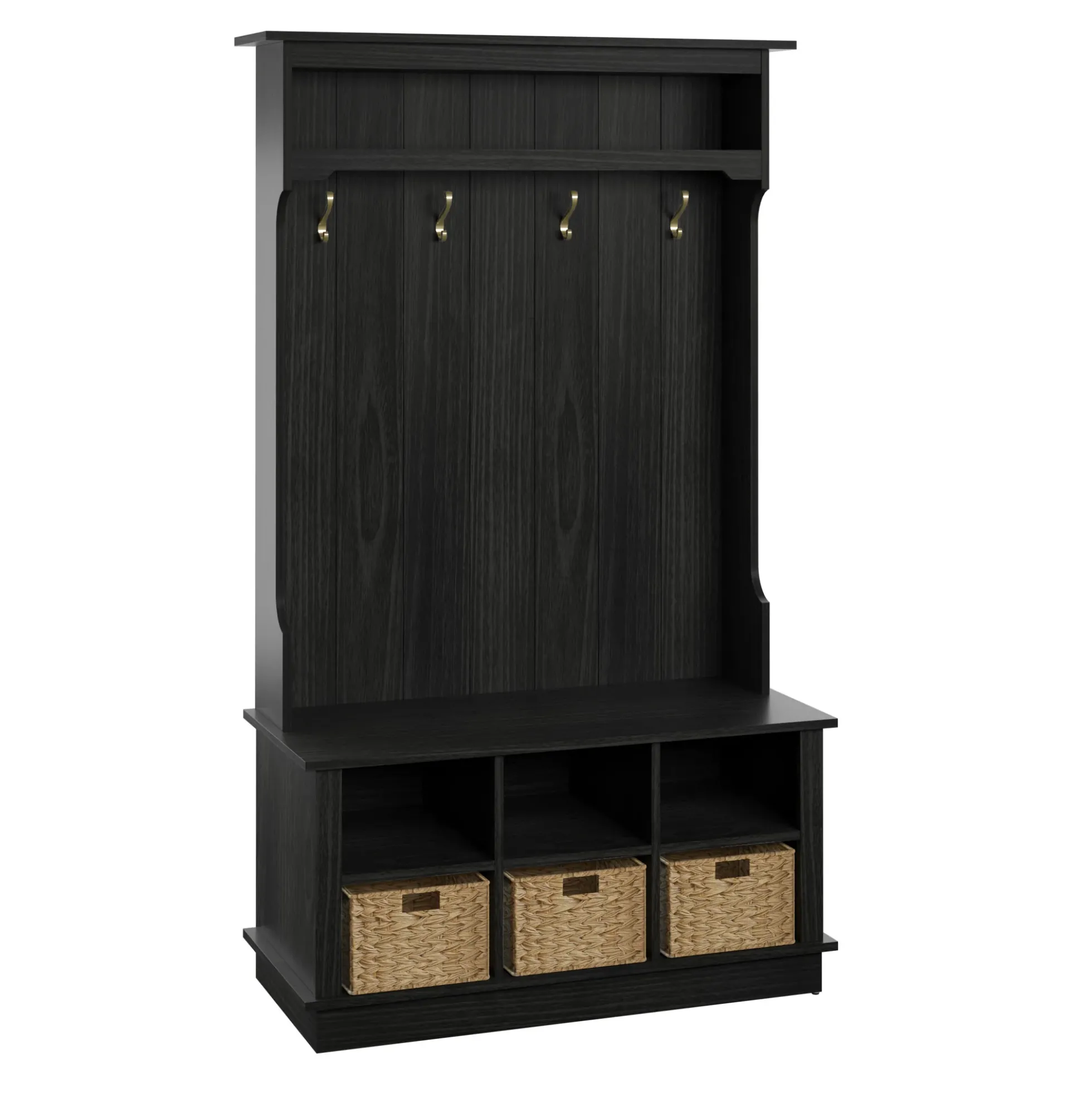 Entryway Hall Tree with Baskets and Open Storage