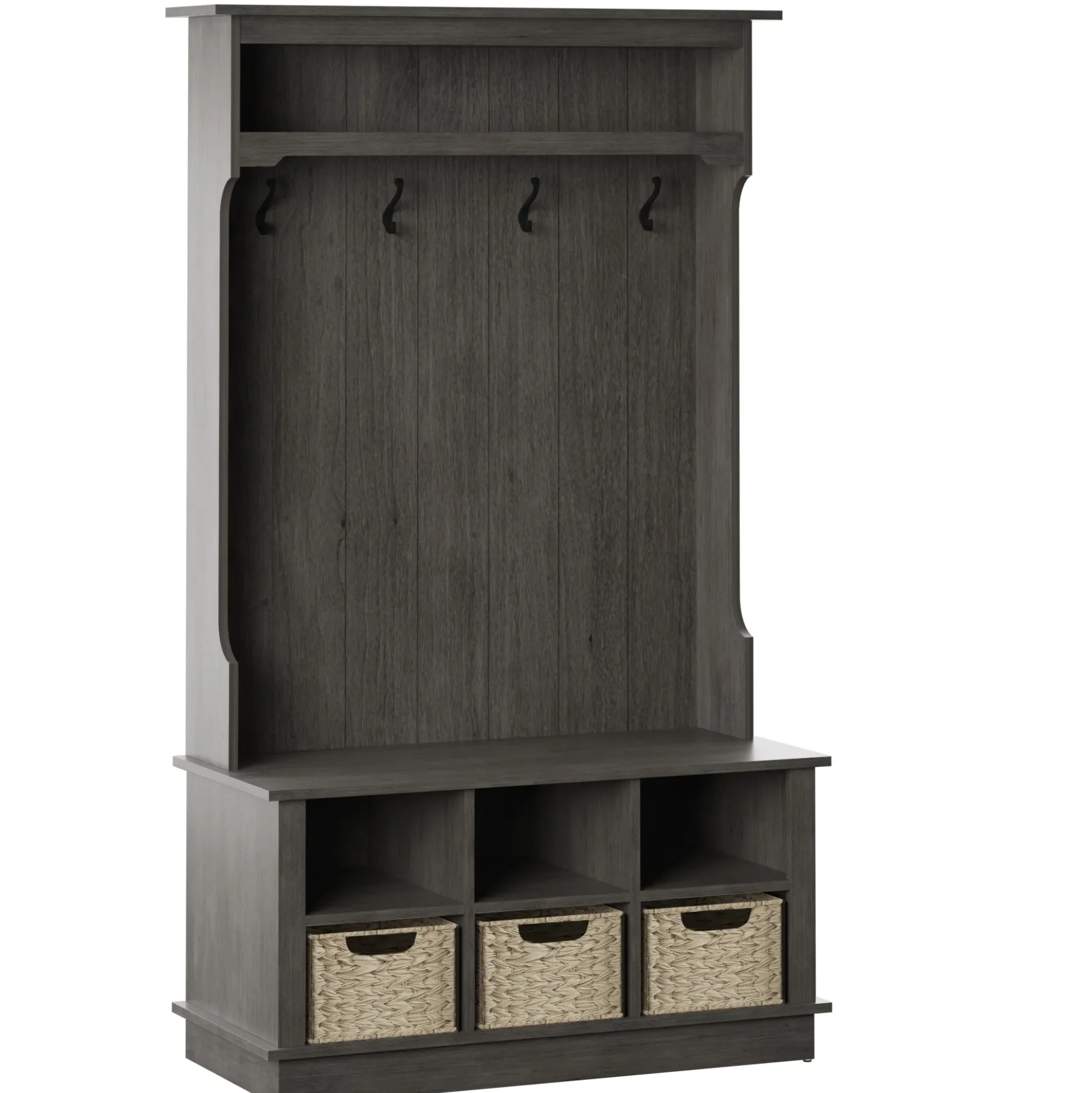 Entryway Hall Tree with Baskets and Open Storage