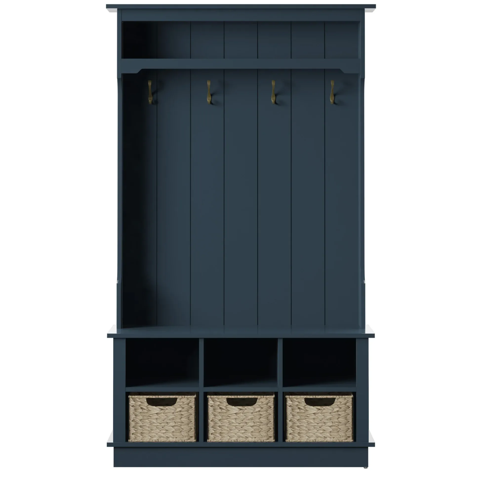 Entryway Hall Tree with Baskets and Open Storage