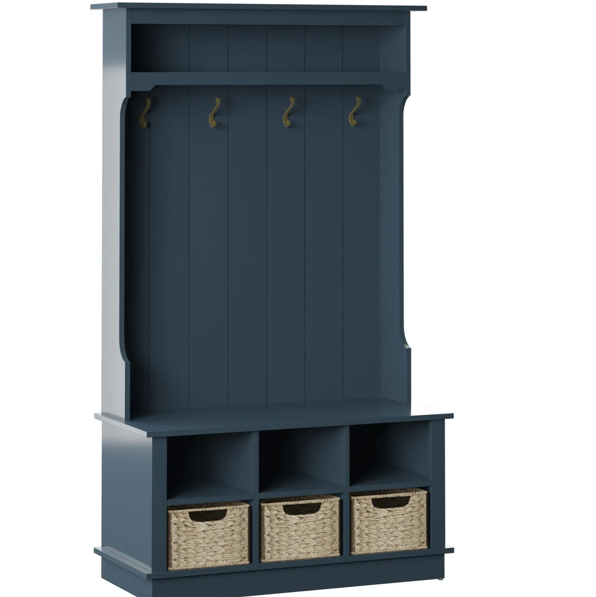 Entryway Hall Tree with Baskets and Open Storage