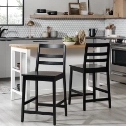 Erekson Solid Wood Ladder Back Bar Stool, Set of 2