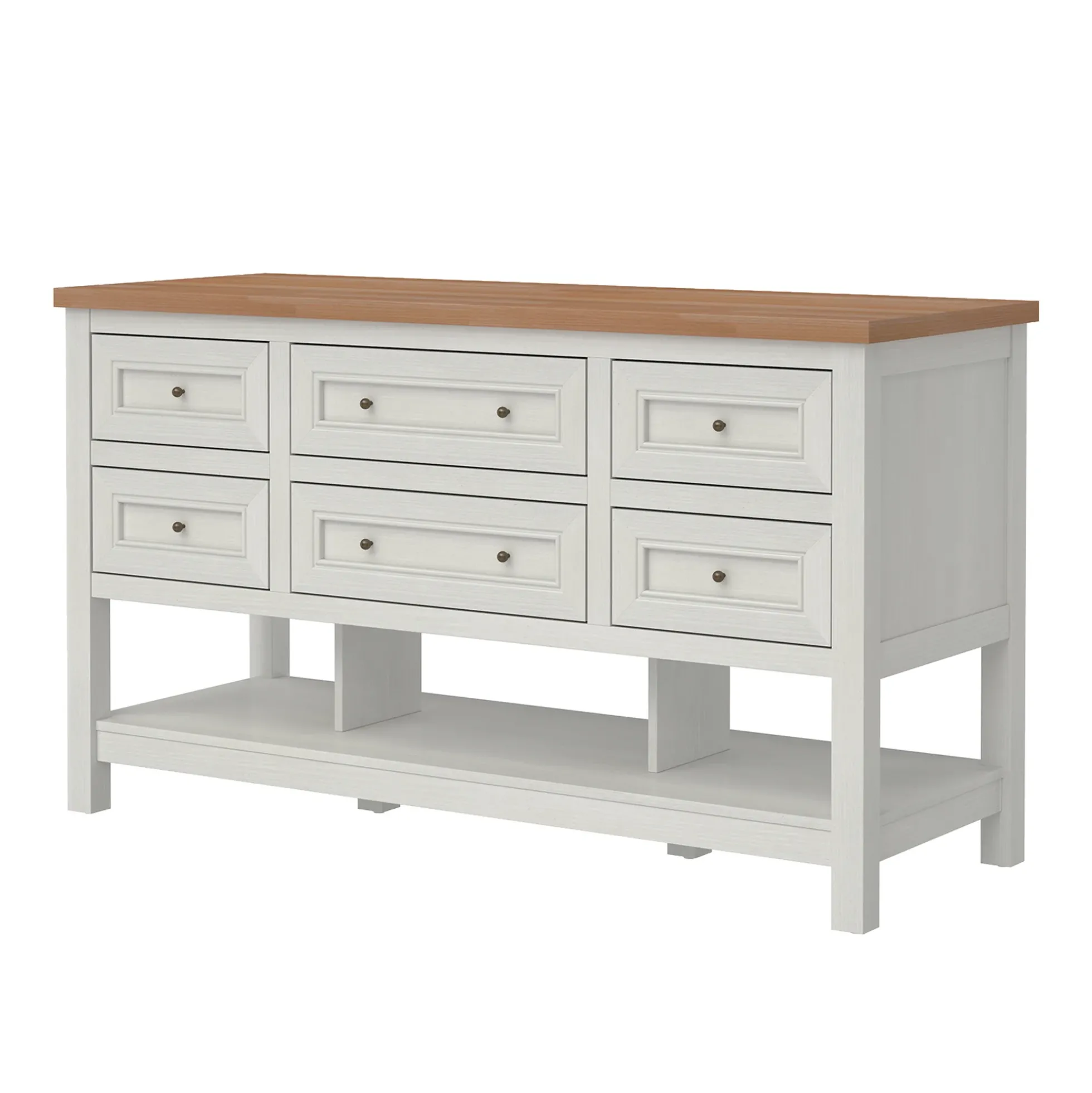 Everlee Free-Standing 52" Kitchen Island with 6 Drawer Storage
