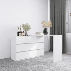 Extendable L-Shape 6 Drawer Dresser & Desk Vanity