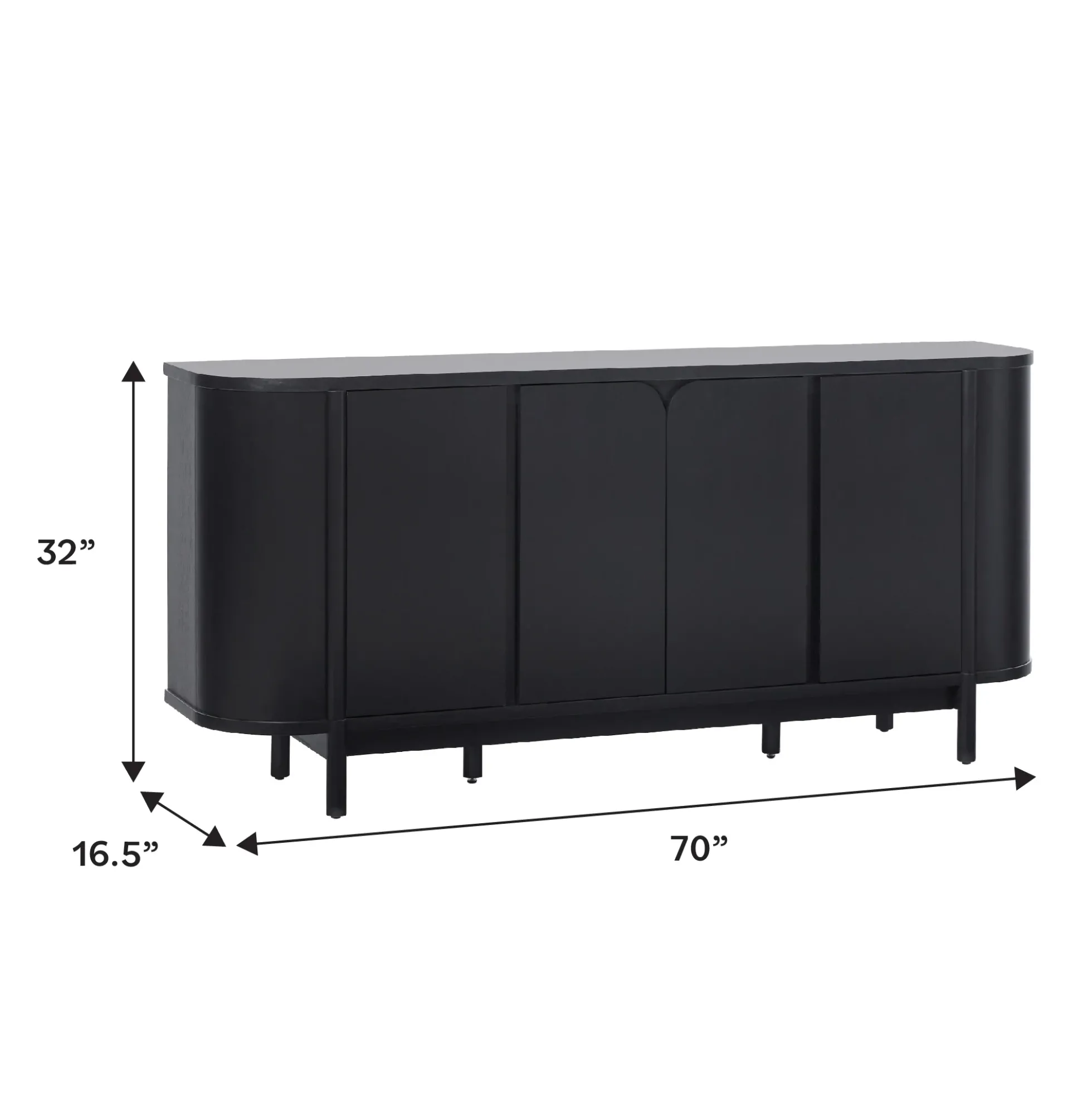 Ezra 70" Modern Curved Sideboard Cabinet