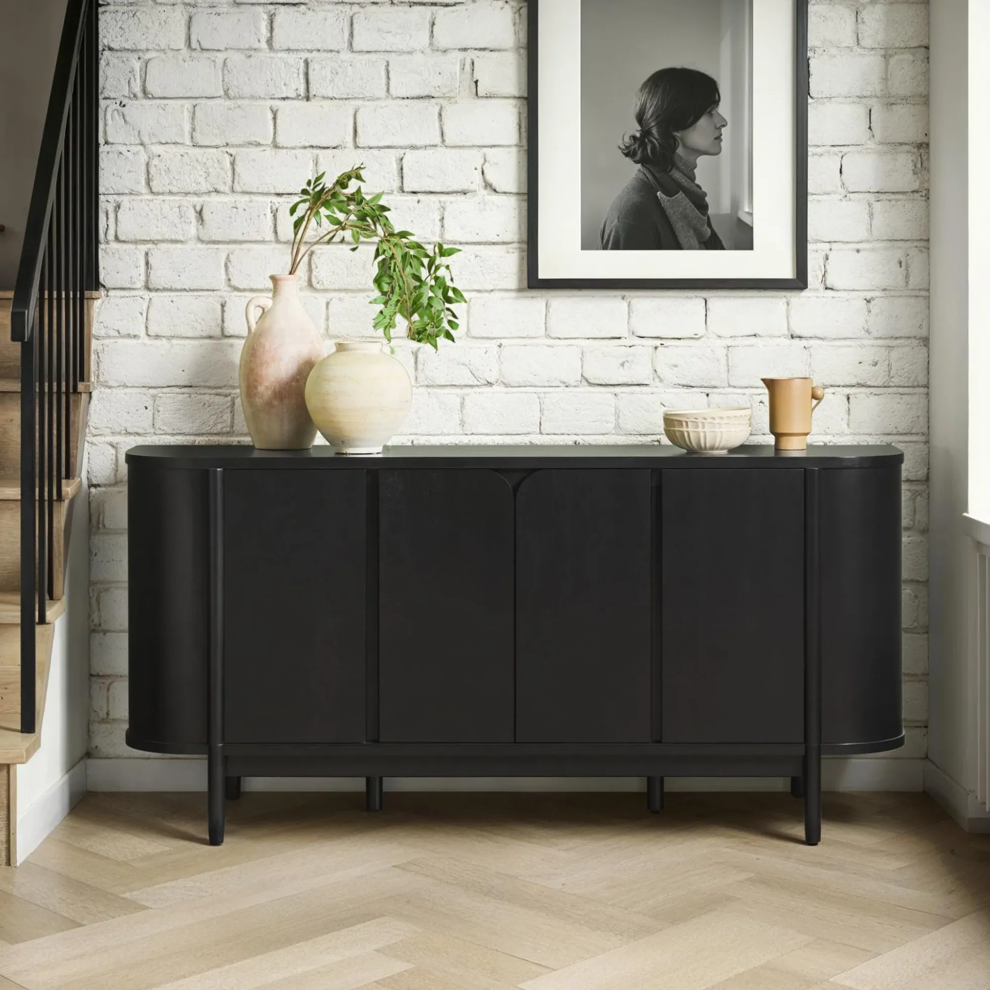 Ezra 70" Modern Curved Sideboard Cabinet