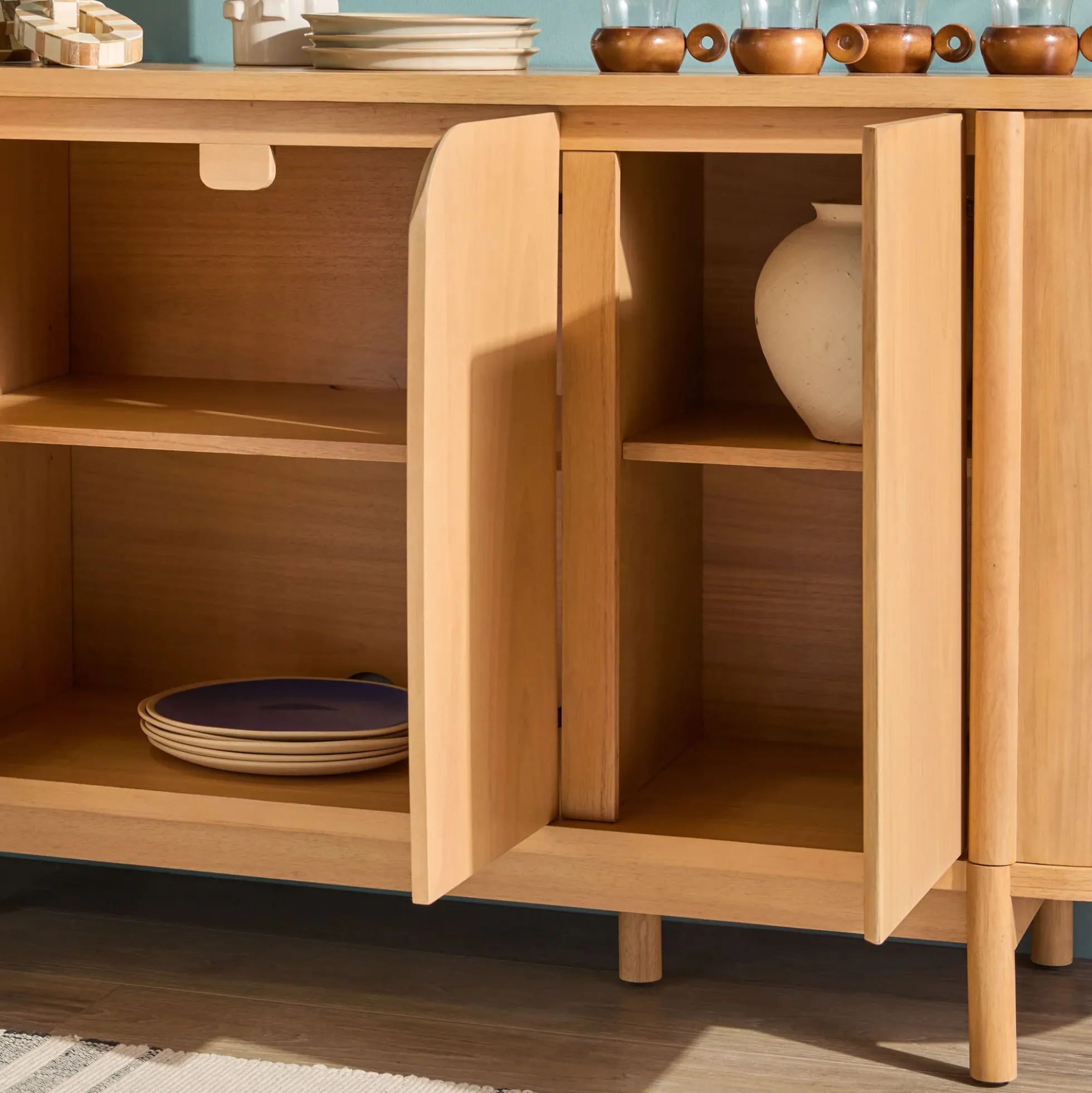 Ezra 70" Modern Curved Sideboard Cabinet