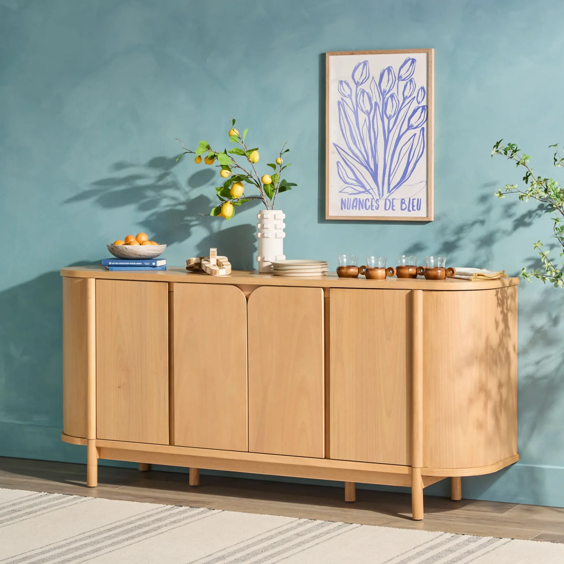 Ezra 70" Modern Curved Sideboard Cabinet
