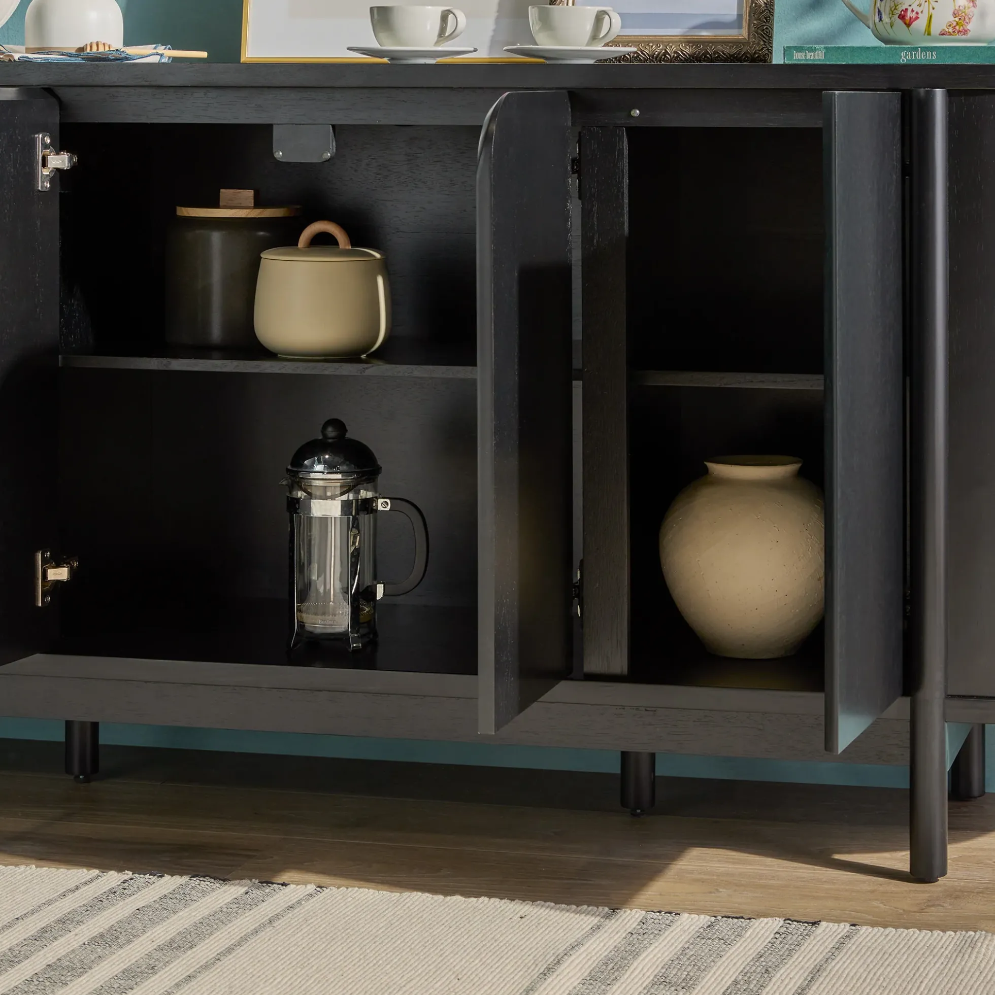 Ezra 70" Modern Curved Sideboard Cabinet