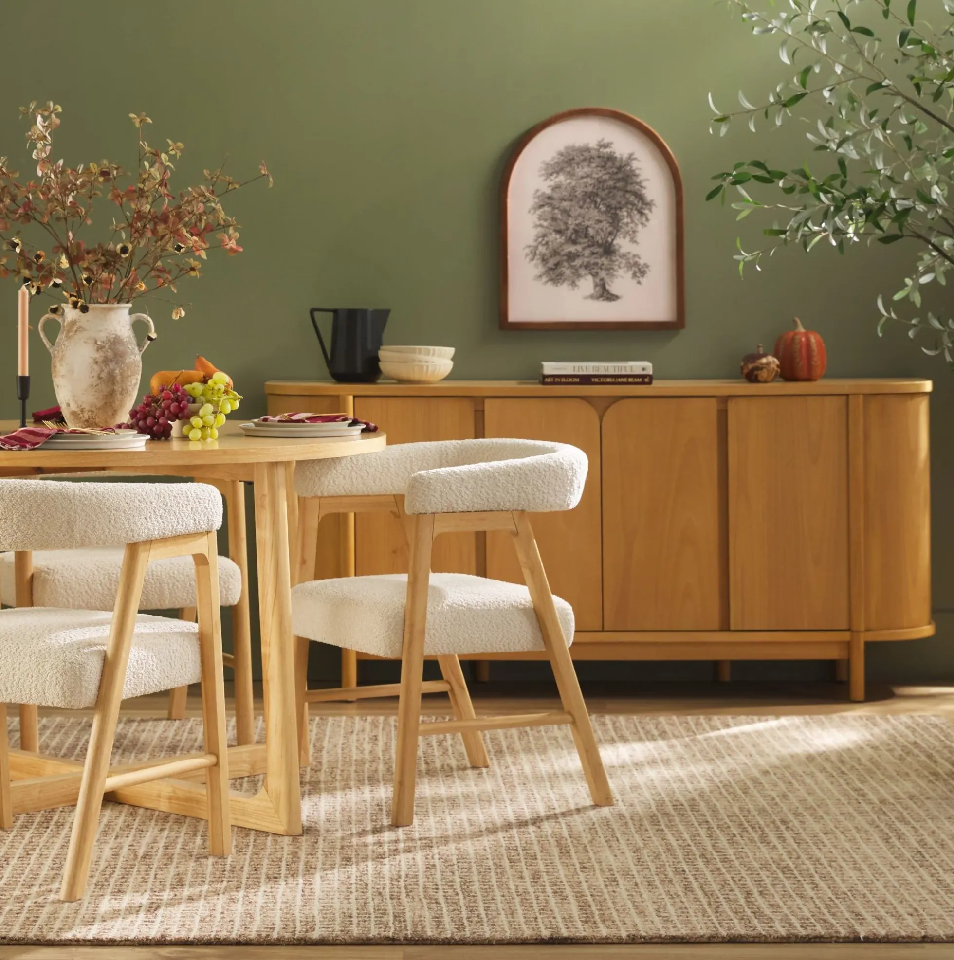 Ezra 70" Modern Curved Sideboard Cabinet