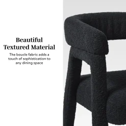 Ezra Modern Boucle Solid Wood Rounded Back Dining Chair (Set of 2)