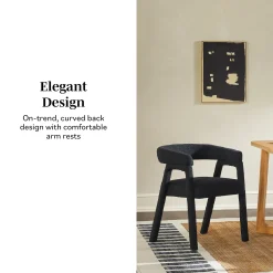 Ezra Modern Boucle Solid Wood Rounded Back Dining Chair (Set of 2)