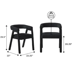 Ezra Modern Boucle Solid Wood Rounded Back Dining Chair (Set of 2)