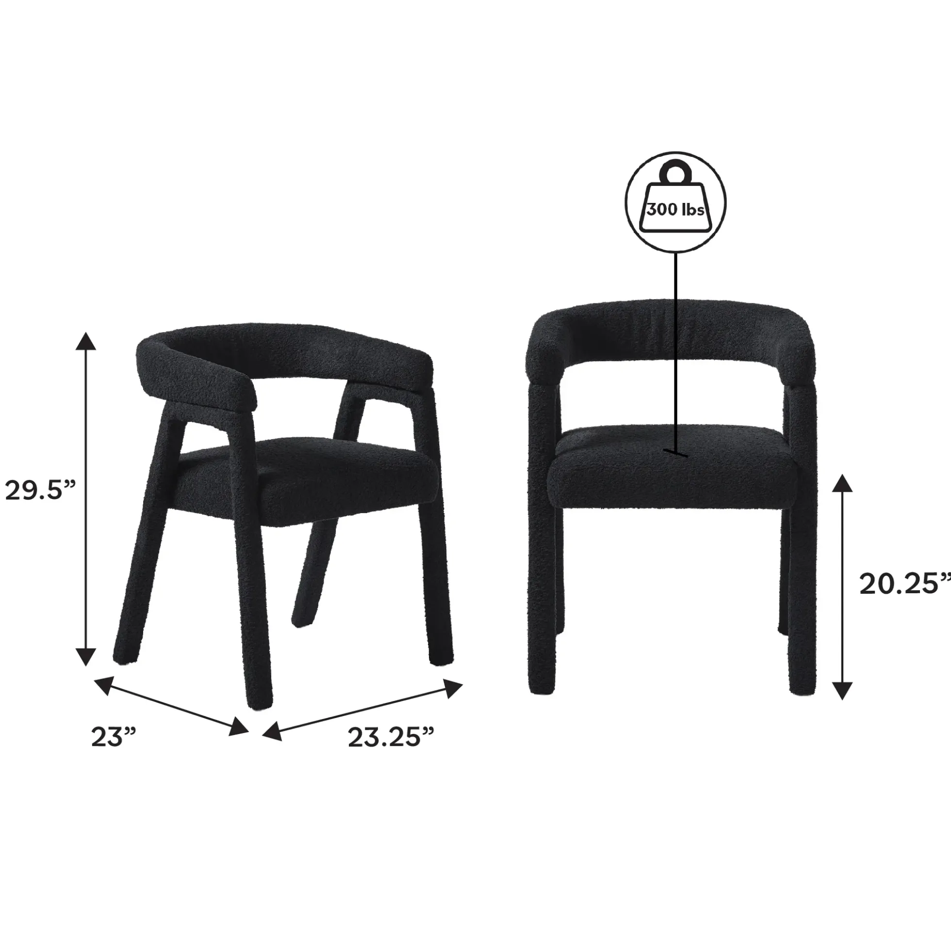 Ezra Modern Boucle Solid Wood Rounded Back Dining Chair (Set of 2)