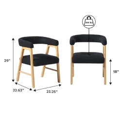 Ezra Modern Solid Wood Dining Chair with Boucle Upholstery (Set of 2)