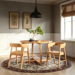 Ezra Modern Solid Wood Rounded Back Dining Chair (Set of 2)