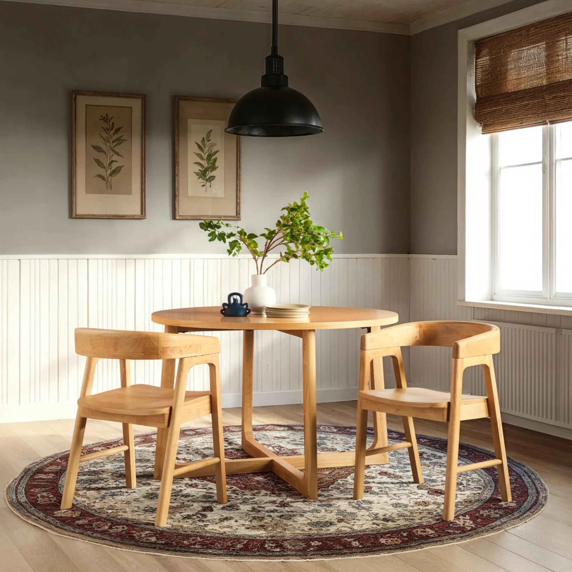 Ezra Modern Solid Wood Rounded Back Dining Chair (Set of 2)