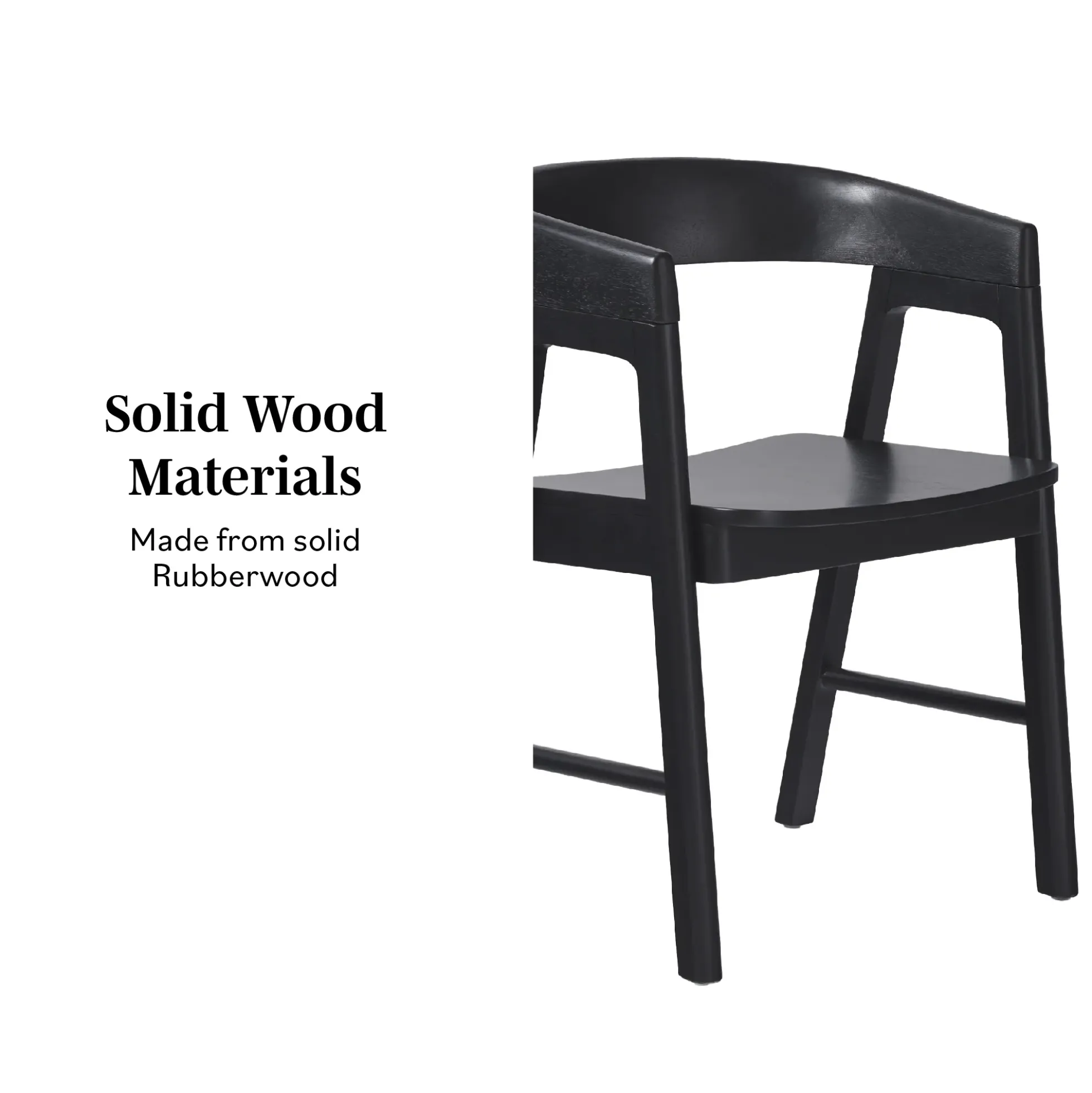 Ezra Modern Solid Wood Rounded Back Dining Chair (Set of 2)