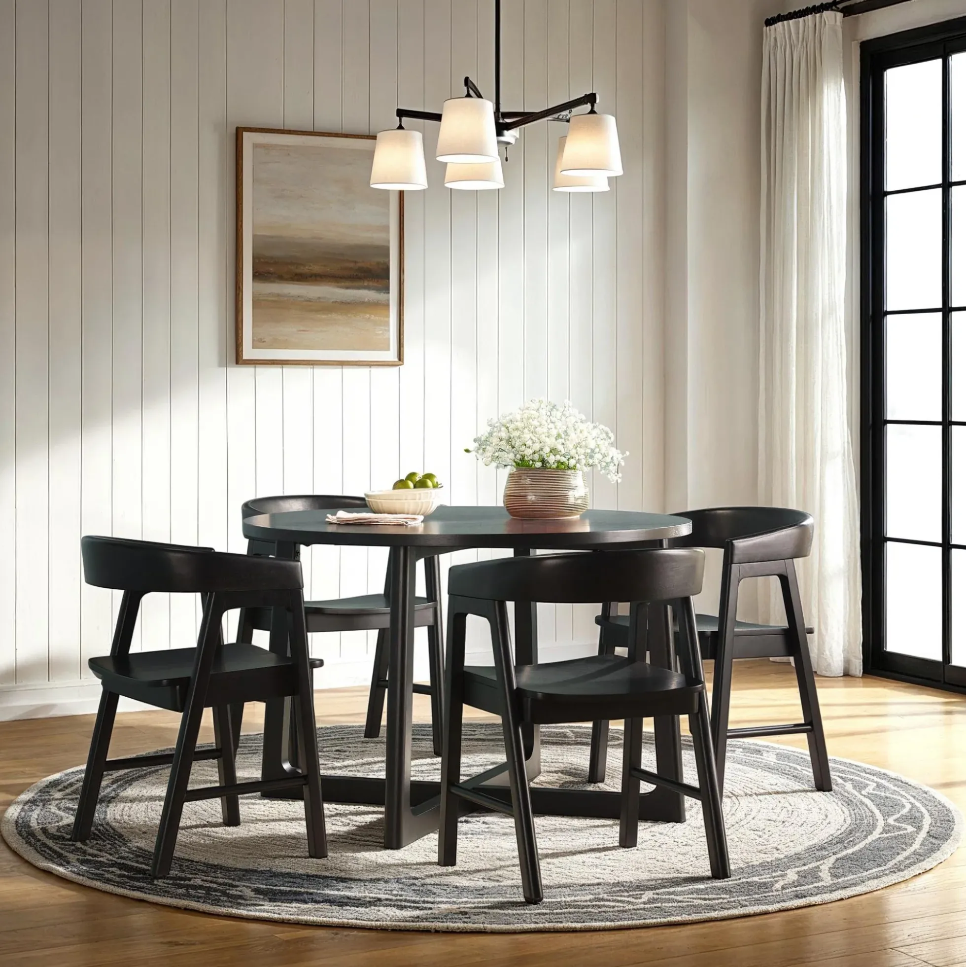Ezra Modern Solid Wood Rounded Back Dining Chair (Set of 2)
